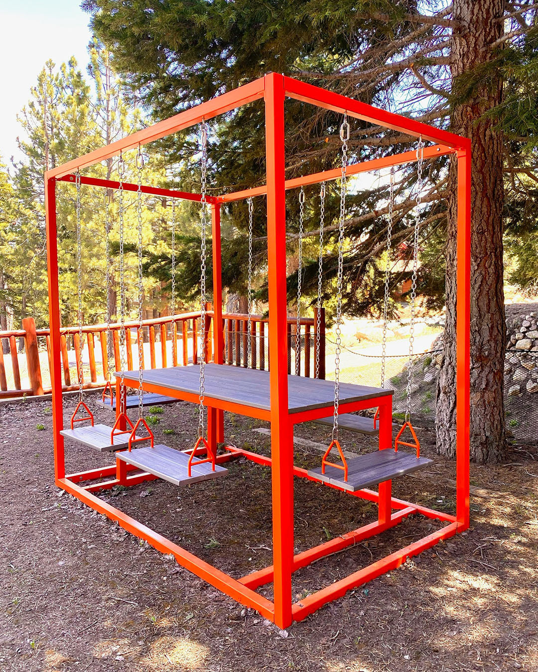 6 Seat Outdoor Red SwingTable